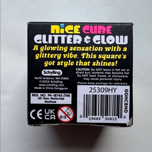 Nee Doh Nice Cube Glitter & Glow, Blue Squishy, Easter Fidget NEW IN BOX - Picture 2 of 3